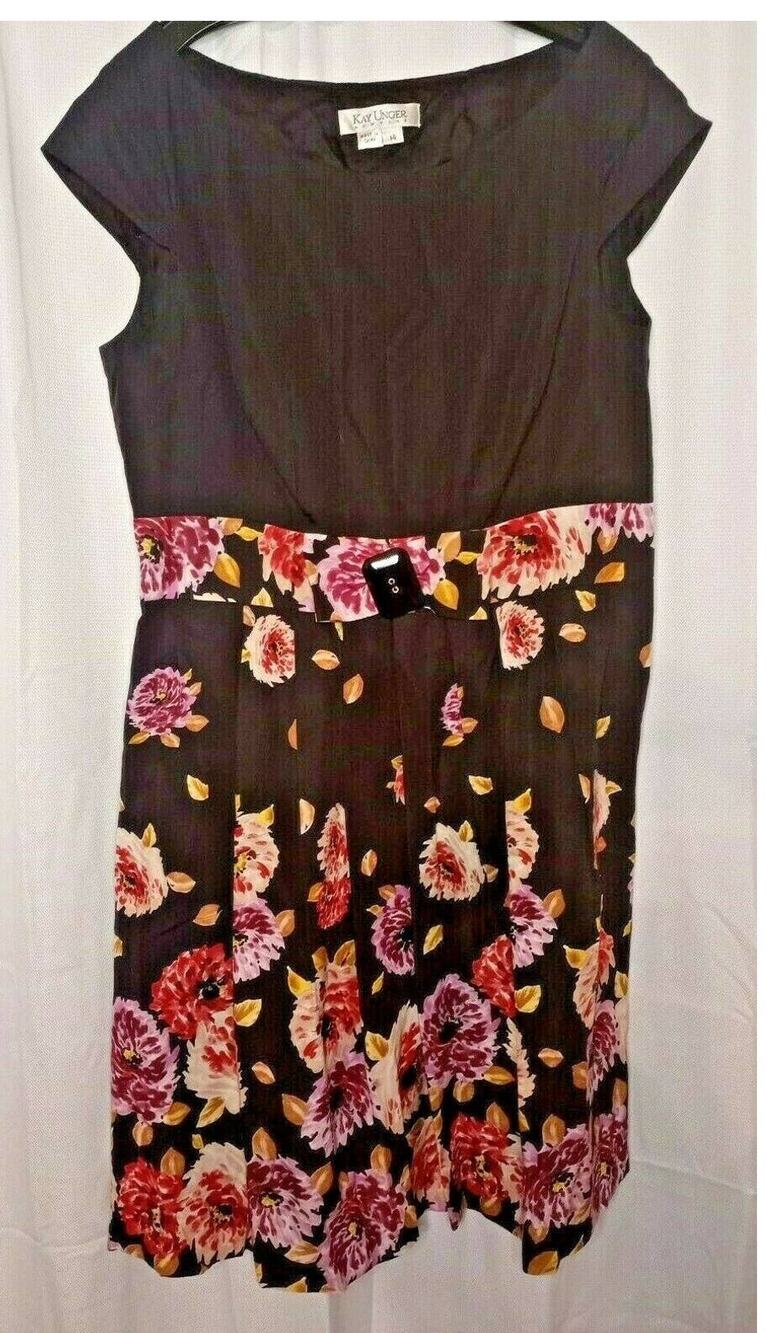 Kay Unger NY Womens Coral Textured Cap Sleeve Sheath Dress Sz 14